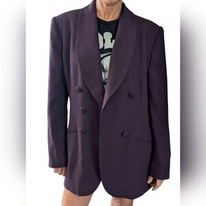 Vintage 80s Atrium Collection Plum Purple Oversized Double Breasted Blazer 10